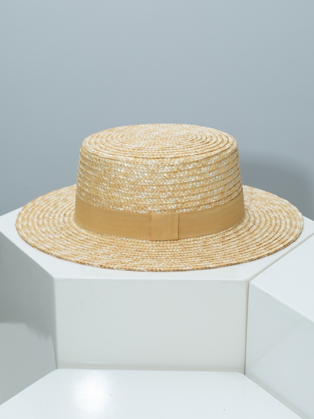 Straw Boater Hat with Ribbon - Picture 3 of 11